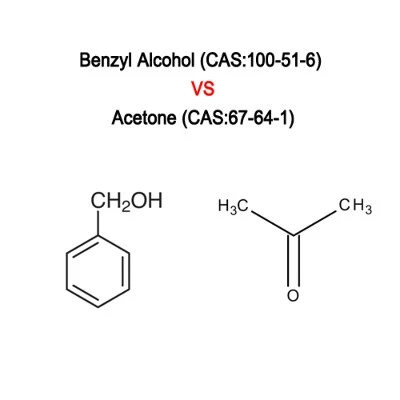 Is benzyl alcohol (CAS:100-51-6) the same as acetone (CAS:67-64-1)? Is benzyl alcohol (CAS:100-51-6) the same as acetone (CAS:67-64-1)?